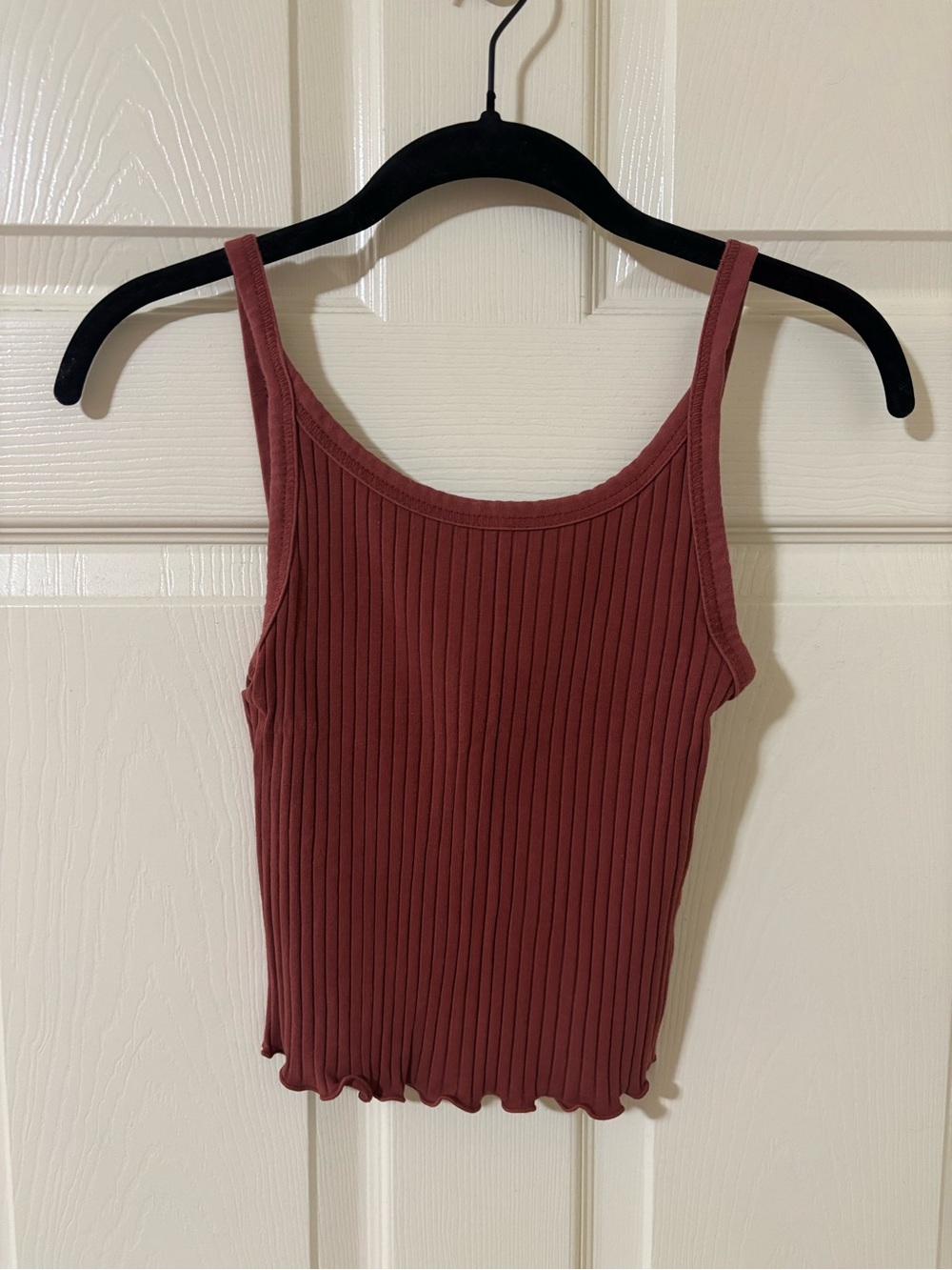 Ribbed Scoop Neck Tank Top - Rusty Orange